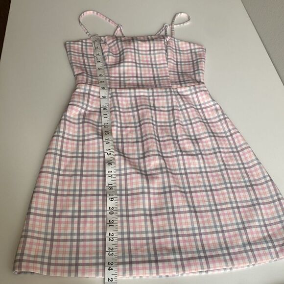 French Connection Plaid Pink Whisper Back Tie Mini Dress Size 0 - Picture 12 of 12